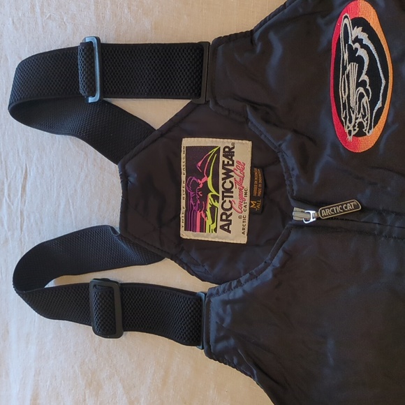 Vintage Arctic Cat Leather Snowmobile Bib Pants - Picture 2 of 9